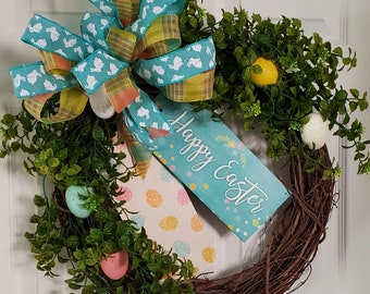 Easter Wreath, Easter Egg Wreath, Wreath for Easter, Easter Grapevine Wreath