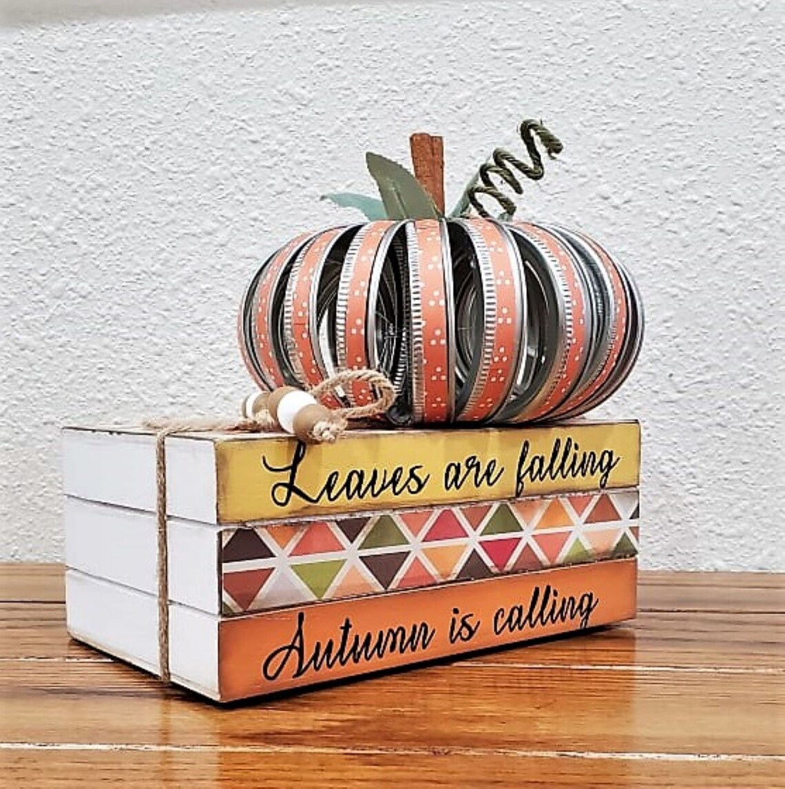 Book Stack Wood Book Stack Fall Book Stack Fall Wood Decor Etsy