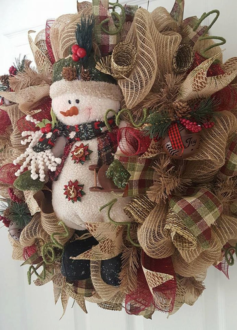 Deco Mesh Snowman Wreath Burlap Snowman Wreath Deco Mesh 