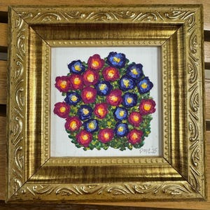 Bouquet I - Pintura Floral EXCLUSIVA Emolduradas em Estilo Vintage, Flores em Óleo, Alto Relevo, Quadros e Decoração de Interiores.