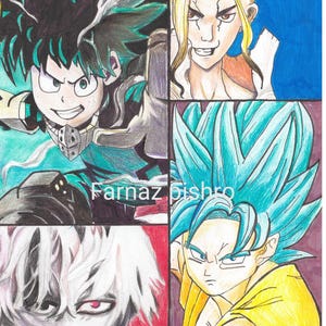Affiche Manga , Héros, puissance impression artistique , 30 cm dans 40 cm , sur papier cartonné de 300 gr