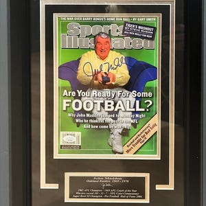 John Madden Signierte Sport Illustrierte Voll Magazin Benutzerdefinierte gerahmte Oakland Raiders Hall of Fame JSA