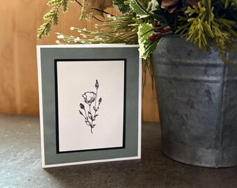 Greeting Cards | Set of 4 embossed and hand stamped botanical note cards