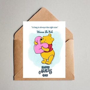 Tarjeta de felicitación del Día de la Madre con el oso Winnie the Pooh