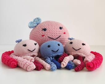 Crochet Pattern in US English - My Jellyfish Family - Amigurumi