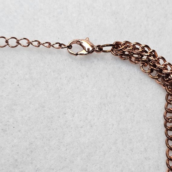 Beaded Statement Necklace Dangle Peach Clear Face… - image 4