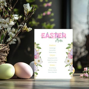 Szablon menu restauracji wielkanocnej: projekt do druku na spotkania świąteczne, brunch i specjalne wydarzenia