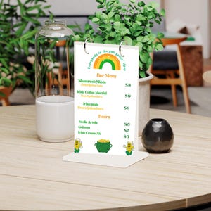 Edytowalny szablon menu baru na dzień św. Patryka Wydrukuj znak imprezy w kształcie koniczyny na świąteczne uroczystości