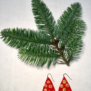 Happy Holidays, Christmas Red Leather Drop Earrings w/Gold & Silver Accent image 7