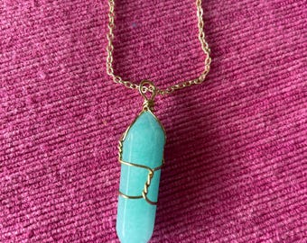 Peruvian Opal Charm Necklace: 14K Gold-Filled Chain and Gold-Plated Wire