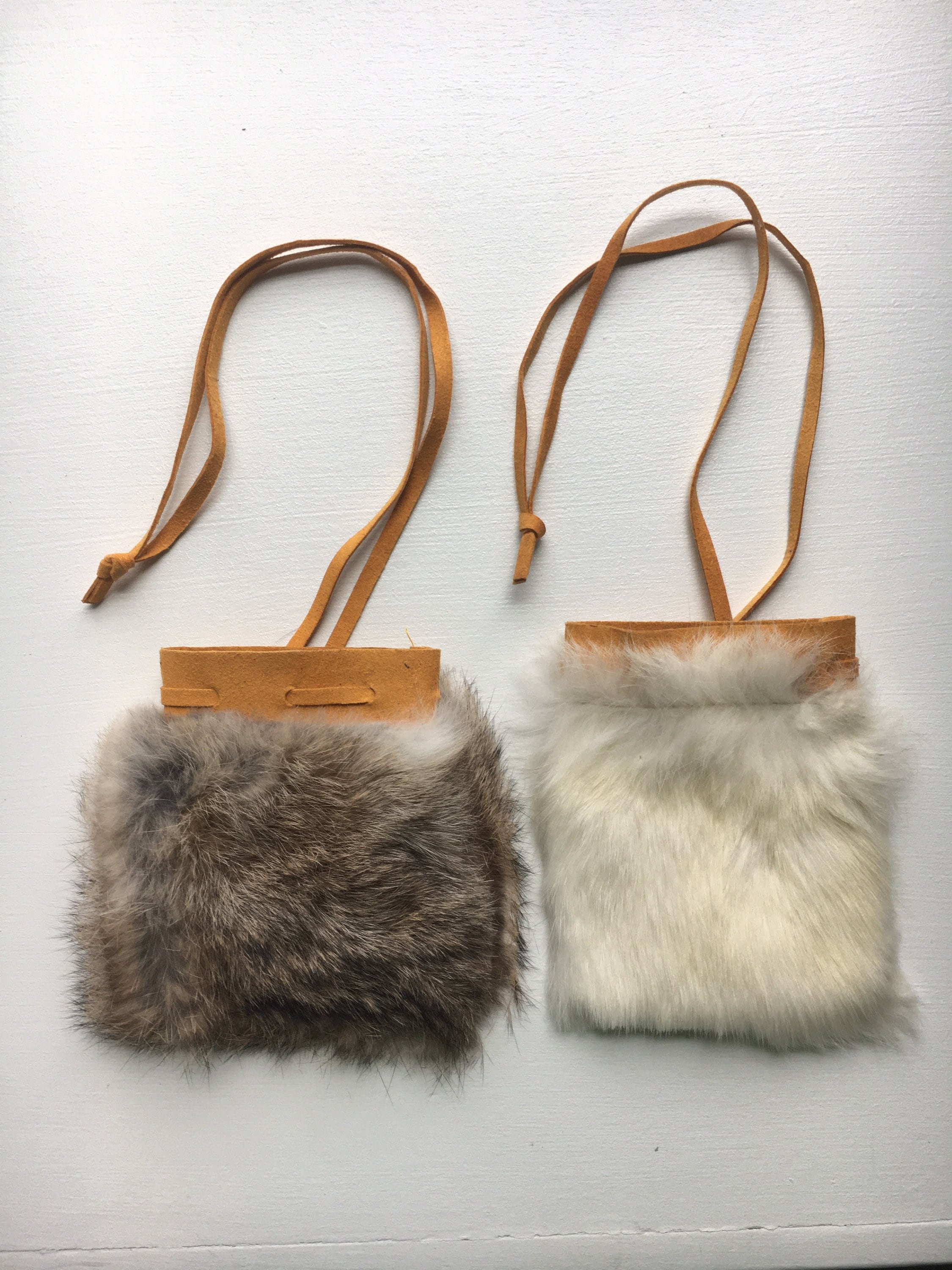 Rabbit Skin Pouch with Tie String Native American