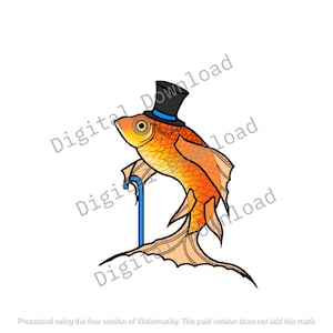 透明で粋な魚のクリップアート - デジタルダウンロード