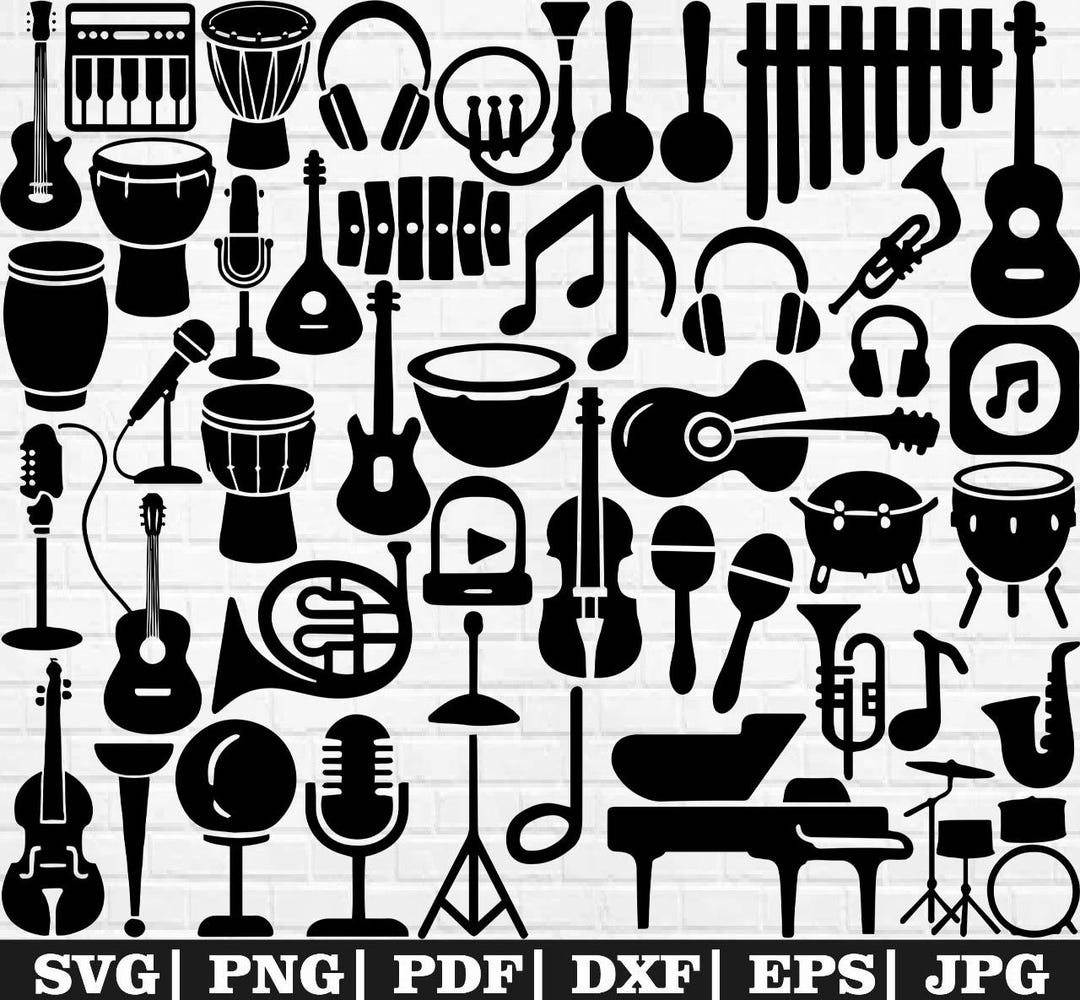 Musical Instruments Svg Bundle, Music Svg, Musical Instruments Clipart ...