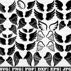 Angel Wings Svg Bundle, Angel Wings Clipart, Angel Wings Cut File For Circut, Wings Shape Svg, Outline Wings Svg, Angel Wings Silhouette Png