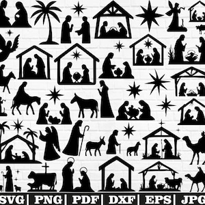 Nativity Scene SVG Bundle: Christmas Silhouette Cut Files