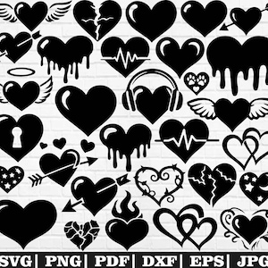 Paquete de corazones SVG, paquete de corazones PNG, corazones garabatos SVG, corazón abierto SVG, corazón dibujado a mano SVG, corazón boceto SVG, San Valentín SVG, corazón PNG