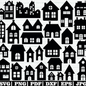 Christmas Village House Svg Bundle, Houses Plotter Files Svg, House Clipart, Home Bundle, Christmas Houses Svg, Laser Cut Files, Cricut Svg
