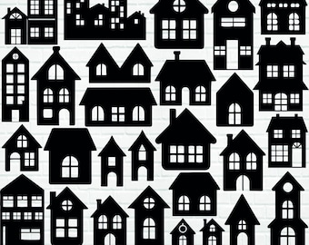Christmas Village House Svg Bundle, Houses Plotter Files Svg, House Clipart, Home Bundle, Christmas Houses Svg, Laser Cut Files, Cricut Svg