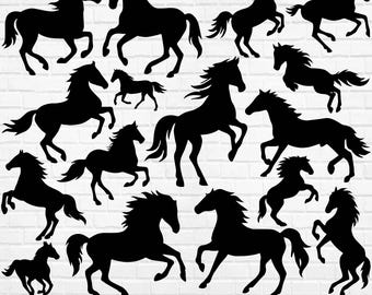 Paard Svg-bundel, paard silhouet, hoefijzer Svg, paardenhoofd Svg, paardenliefhebber Svg, paard gesneden bestanden voor Cricut, paard hart Svg, dierlijke Svg