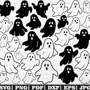 Ghost Svg Bundle, Ghost Clipart, Ghost Cut Files For Circut, Halloween Ghost Svg, Halloween Ghost Cut Files. Ghost Silhouette, Ghost Png,Eps