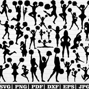 Cheerleader SVG-bundel, clipart, silhouetgesneden bestanden (digitale download)