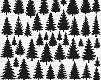 Pine Tree SVG Bundle, Forest Clipart (Cut files, pdf, png, eps, dxf, ai, jpeg )