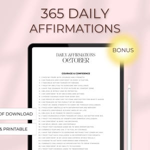 365 tägliche Affirmationen Journal PDF | Self-Care & Mindfulness Inspiration Bundle | Positive Motivationszitate | A5,A4,US Letter