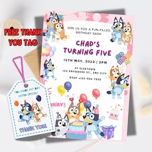 Editable Bluey Birthday Invitation: Puppy Theme Party (Digital Template)