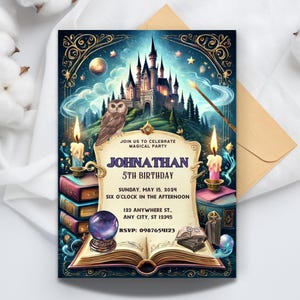 Wizard School Birthday Invitation: Fantasy Theme, Editable Template (Digital)