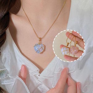 Moonstone Necklace For Cartoon Princess Love Girl Necklace Novelty Jewelry, Heart Pendent, Love couple Pendent