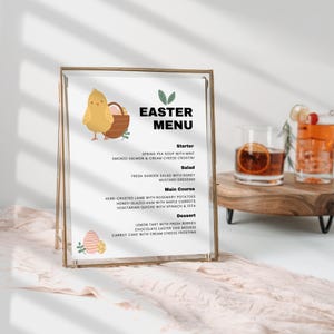 Plantilla de menú de Pascua editable – Letrero personalizable para menú festivo – Menú de restaurante imprimible – Descarga instantánea en PDF para brunch y cena de Pascua