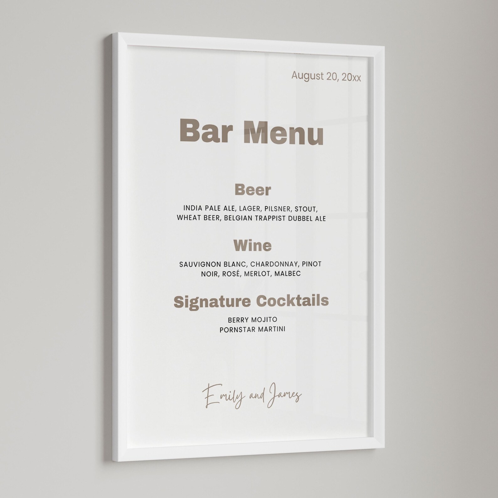 Editable Signature Drink Menu Template – Custom Wedding Bar Menu Sign ...
