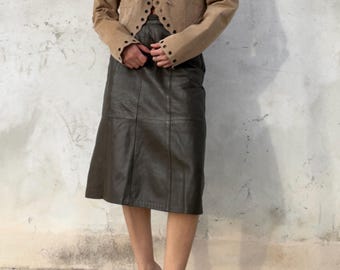 Chocolate vintage leather skirt