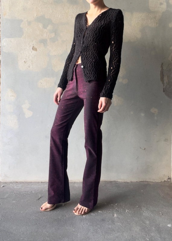 Printed python purple glitter y2k trousers - image 3