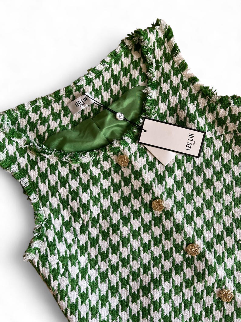 Julien Houndstooth Dress with Gold Buttons main image 0
