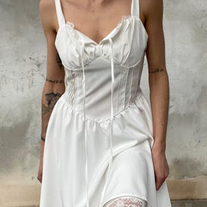 Vintage White Corset Dress | Coquette Fairycore Lace Mini Dress | Balletcore Y2K Romantic Dress