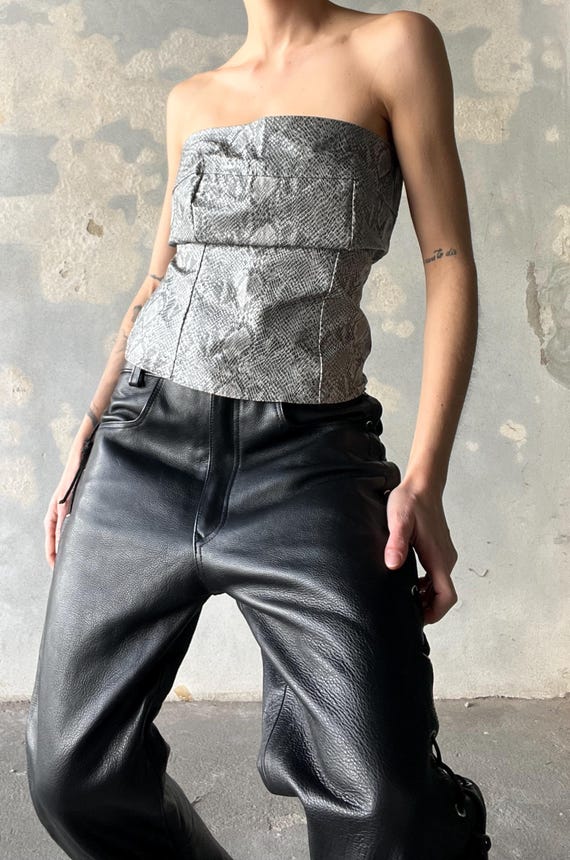 Guess faux leather bodice with grey python pattern - image 1