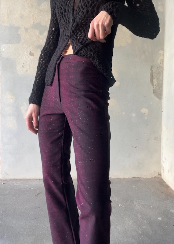 Printed python purple glitter y2k trousers - image 2