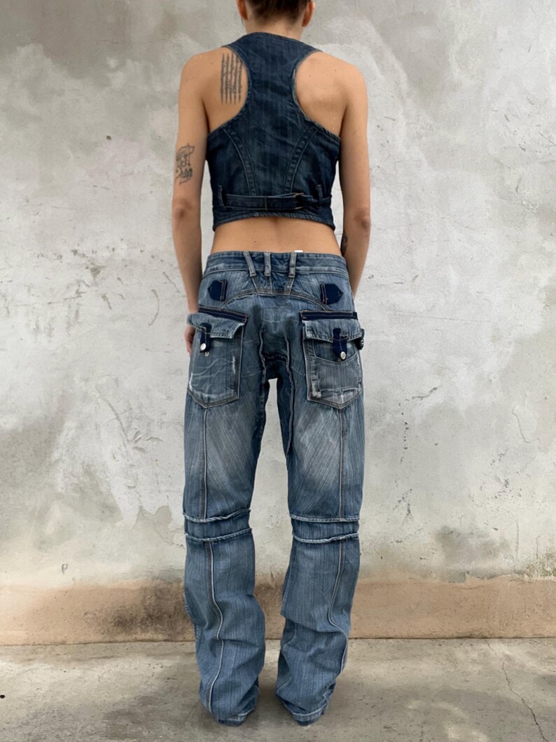 Y2K Denim Vest Top Vintage Blue Collection Corset Style Jeans Waistcoat Indie Sleaze Low Rise 2000s Denim image 5