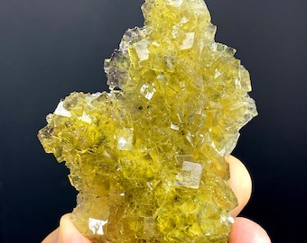 Iron Oxide Yellow Cubic Fluorite Crystal from Spain 61 Gram