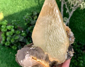 Dog Tooth Calcite with Purple Fluorite from Pakistan