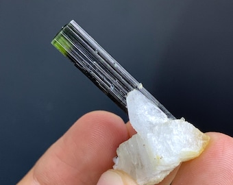 Green Cap Tourmaline Crystal on Albite from Pakistan 32.50 Carats