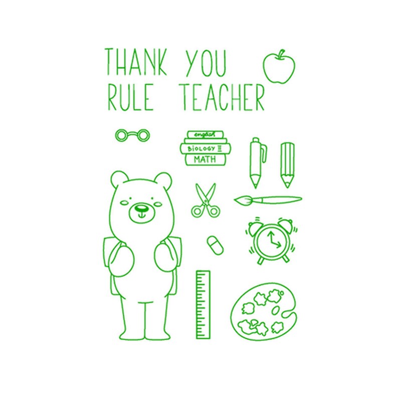 Clear Stamp Set Teacher School Thank You Scrapbooking Card Making Crafts Stamping