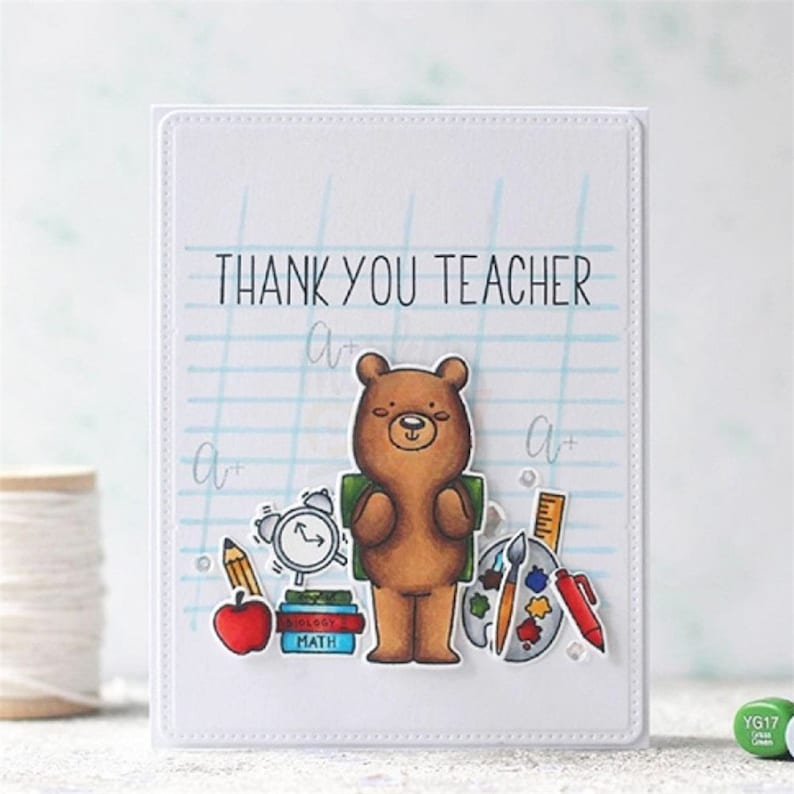 Clear Stamp Set Teacher School Thank You Scrapbooking Card Making Crafts Stamping