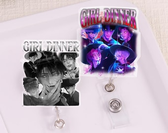 Cute Kpop Demon Huntrix Retractable Badge Reel,Kpop Saja Acrylic ID Clip,Hunter Boys Guardian,Anime Inspired ID Holder,Kpop Sajas Fun Gift