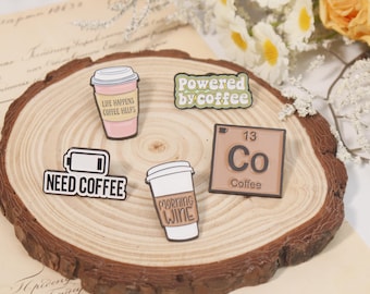 Cute Coffee Drink Pins,Coffee Lovers Enamel Pin Sets,Coffee Humor Brooch,Funny Iced Coffee Badges for Backpacks,Lapel Pin,Coffee Lovers Gift