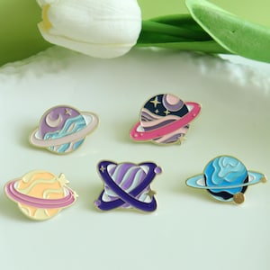 Cute Space Planet Enamel Pin Set,Star Sky Galaxy Collection Brooch,Funny Space Badge Pins,Cartoon Backpack Bag Lapel Pins,Kid Astronaut Gift