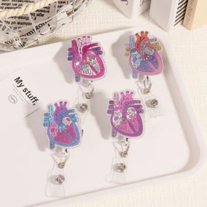 Anatomical Heart Badge Reel Clip,Cardiologist Cardiology Retractable ID Badge Holder,Organ Reel Badge,Cardiac Nurse Gift,Heart Surgeon Gift