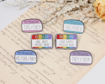 Insignes d'épinglette My Pronom He She They Them, Cadeau bijoux gay pour amis, Pronom à la troisième personne Broches Insignes de sac à dos avec revers, Insignes arc-en-ciel