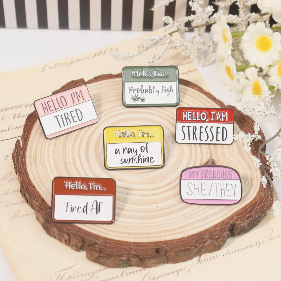 Hello I'm Enamel Pin,creative Cute Color Post-it Notes Pin,hello I'm ...